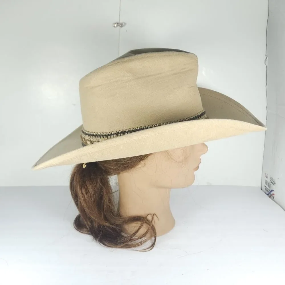 Resistol Vintage 7 1/8 Self Conforming Tan Beige Suede Felt Western Cowboy Hat